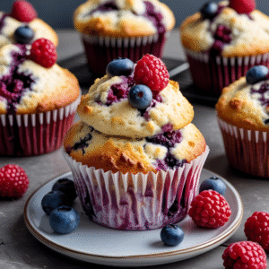 Muffins integrales de frutos rojos